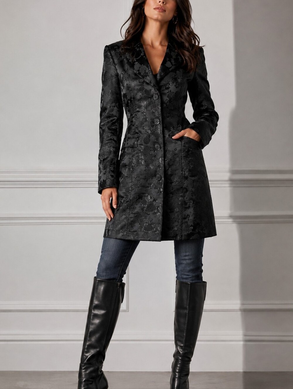 Jacquard Brocade Victorian Inspired Coat